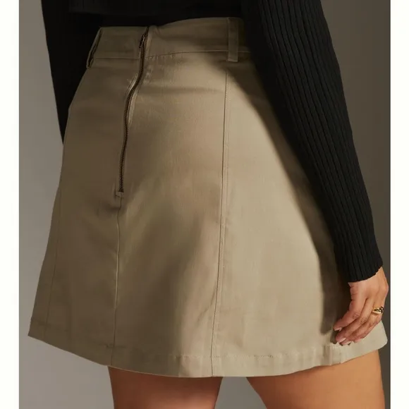 ✨ Anthropologie Utility Pleat-Front Mini Skirt Sz L