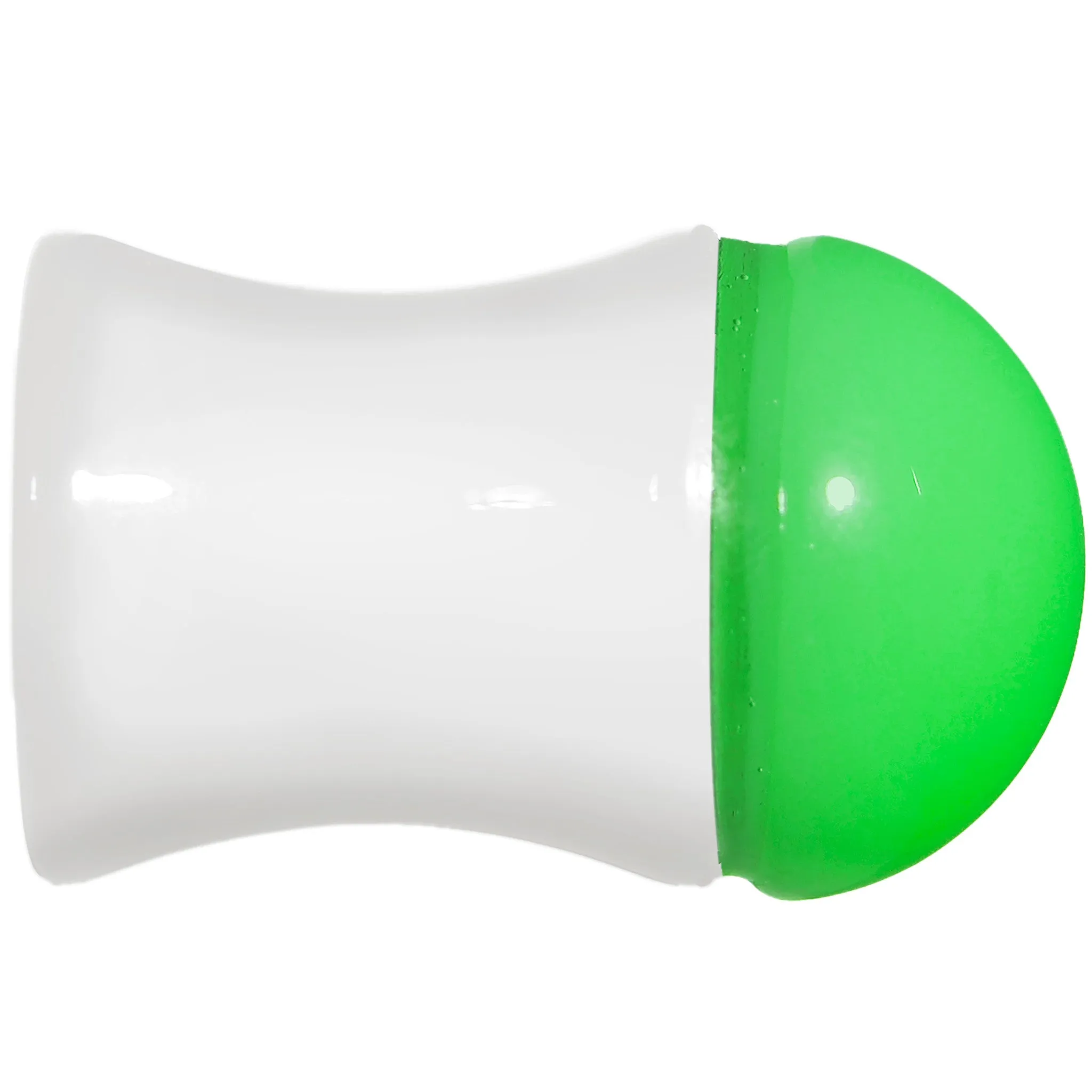 0 Gauge White Neon Green Acrylic Saddle Plug