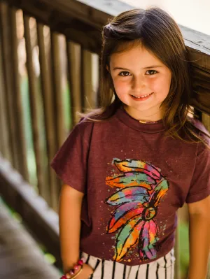 1165 Kids Neon Watercolor Headdress Tee