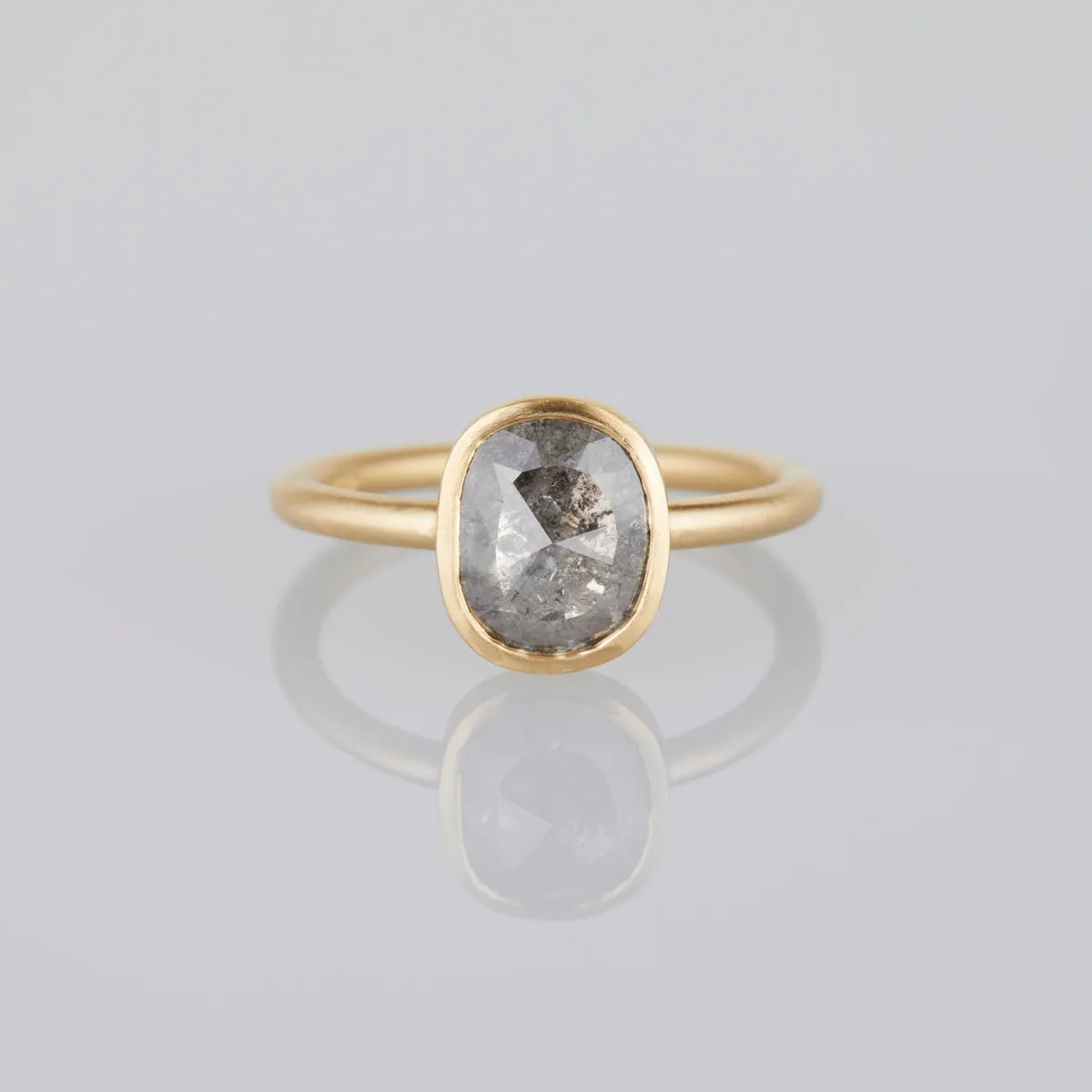 1.34 Carat One-of-a-Kind Oval Rose Cut Grey Diamond Ring | DR126-OOAK