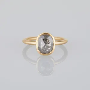 1.34 Carat One-of-a-Kind Oval Rose Cut Grey Diamond Ring | DR126-OOAK