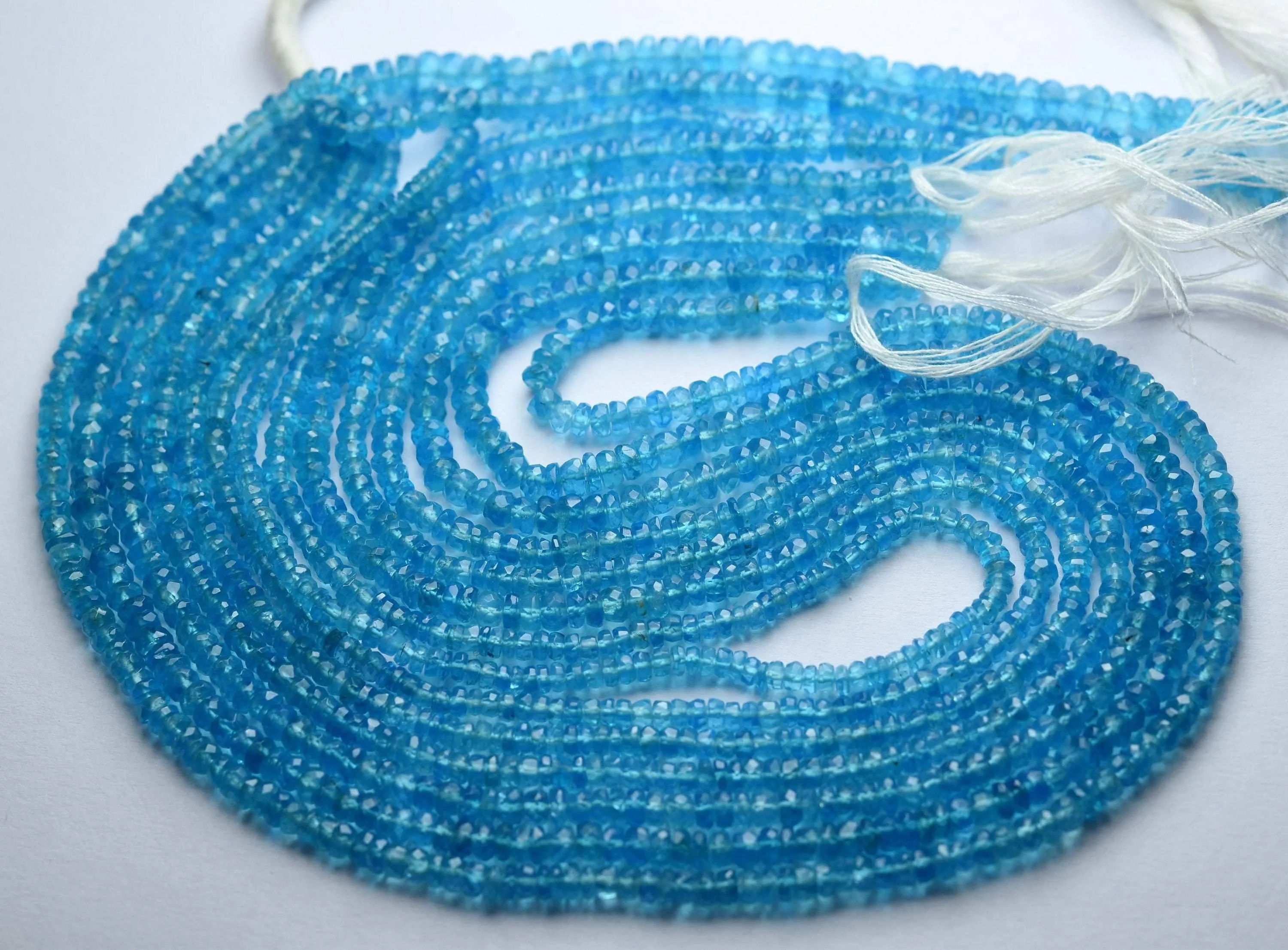14 Inches Super Finest Quality Neon Blue Apatite Smaller Size 3mm