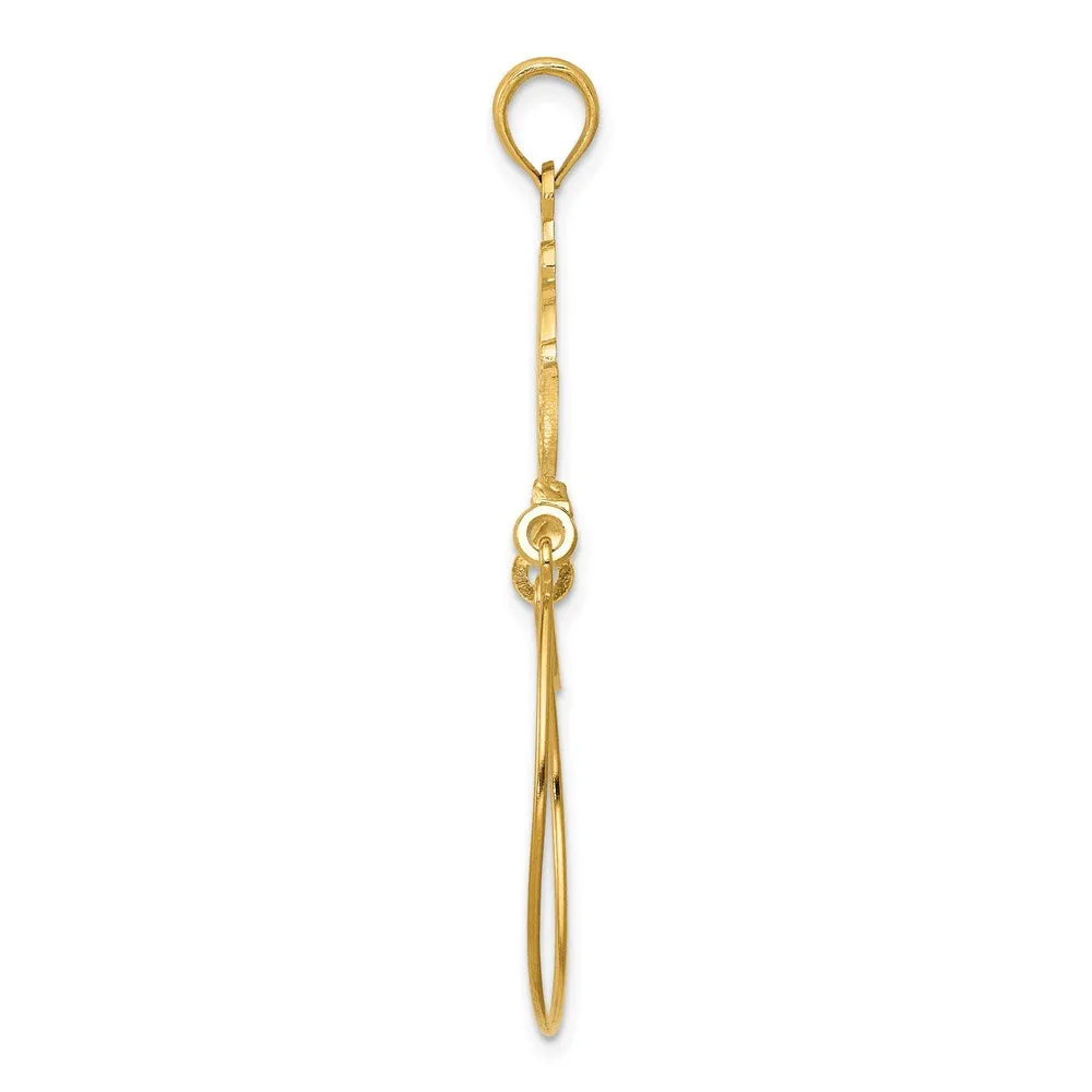 14k Polished Ribbon Decorated Charm Holder