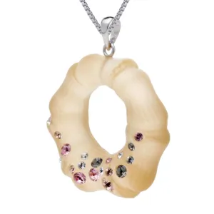 1.60 Inches Yellow Flower Lucite Pendant With Multi Color Crystals With Chain