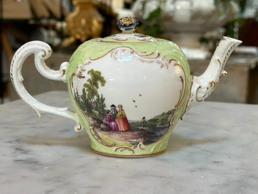 18th Century German Decorated Meissen Teapot