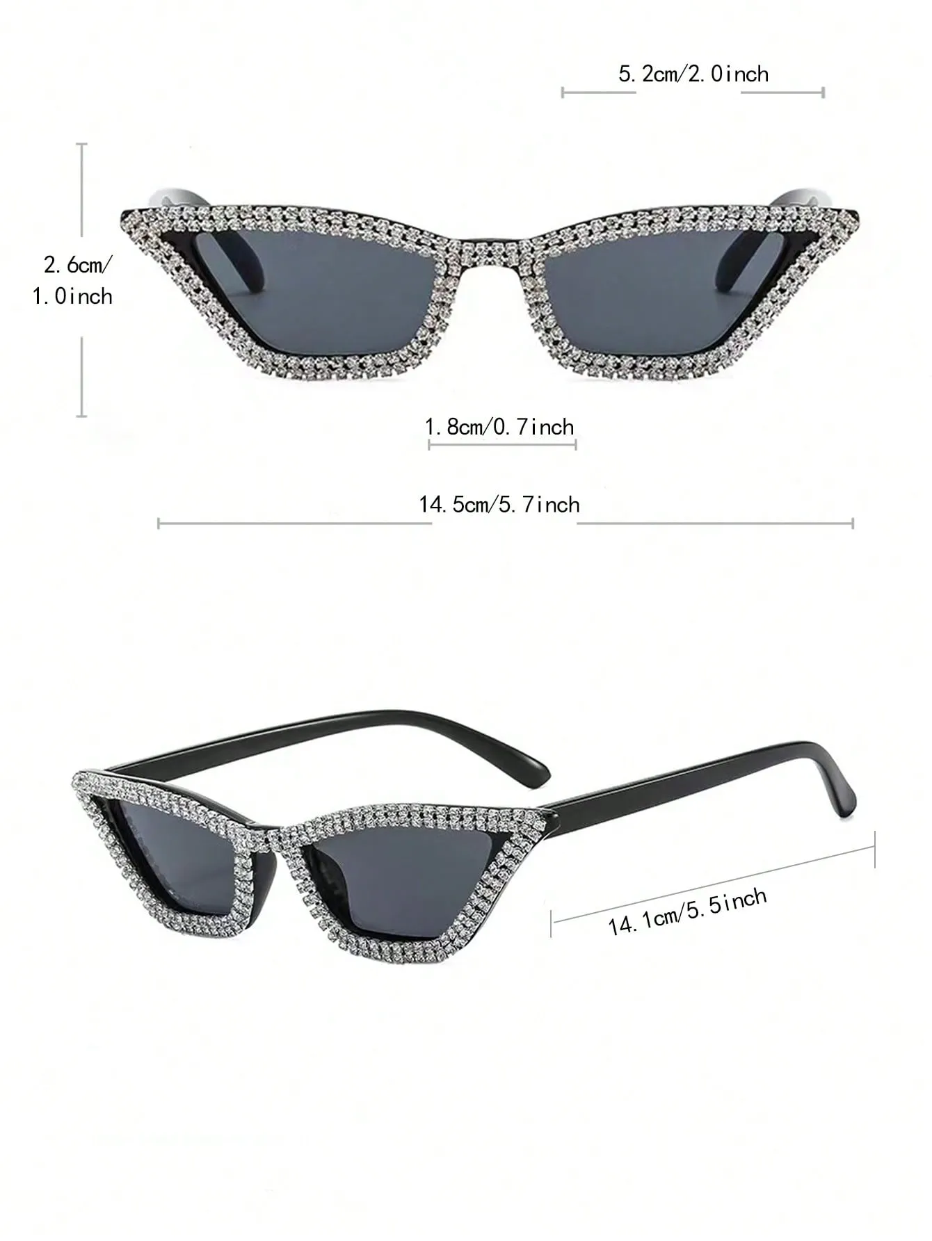 1pc Rhinestone Decorated Cat Eye Sunglasses