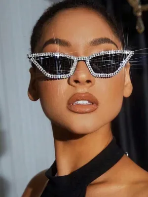 1pc Rhinestone Decorated Cat Eye Sunglasses