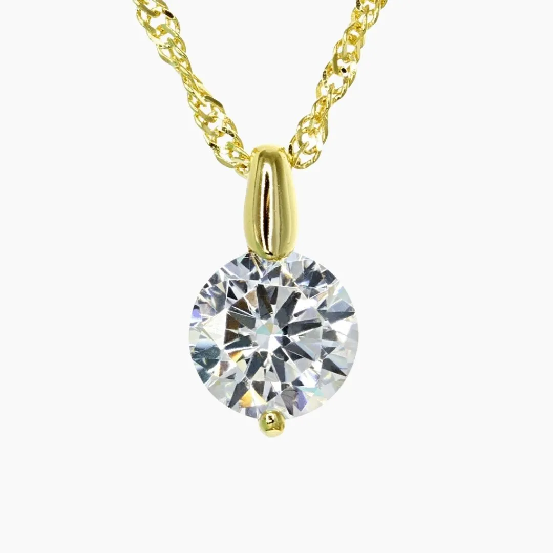2.00 Carat Brilliant CZ Solitaire Pendant in Gold Overlay