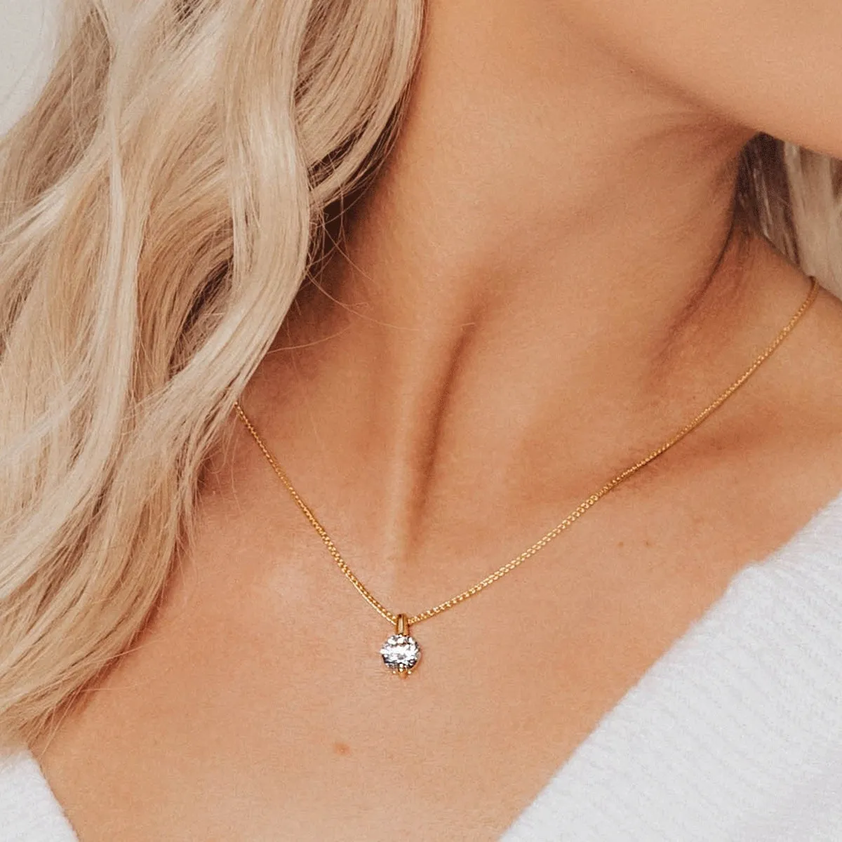 2.00 Carat Brilliant CZ Solitaire Pendant in Gold Overlay