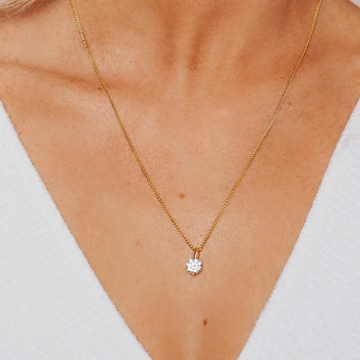 2.00 Carat Brilliant CZ Solitaire Pendant in Gold Overlay