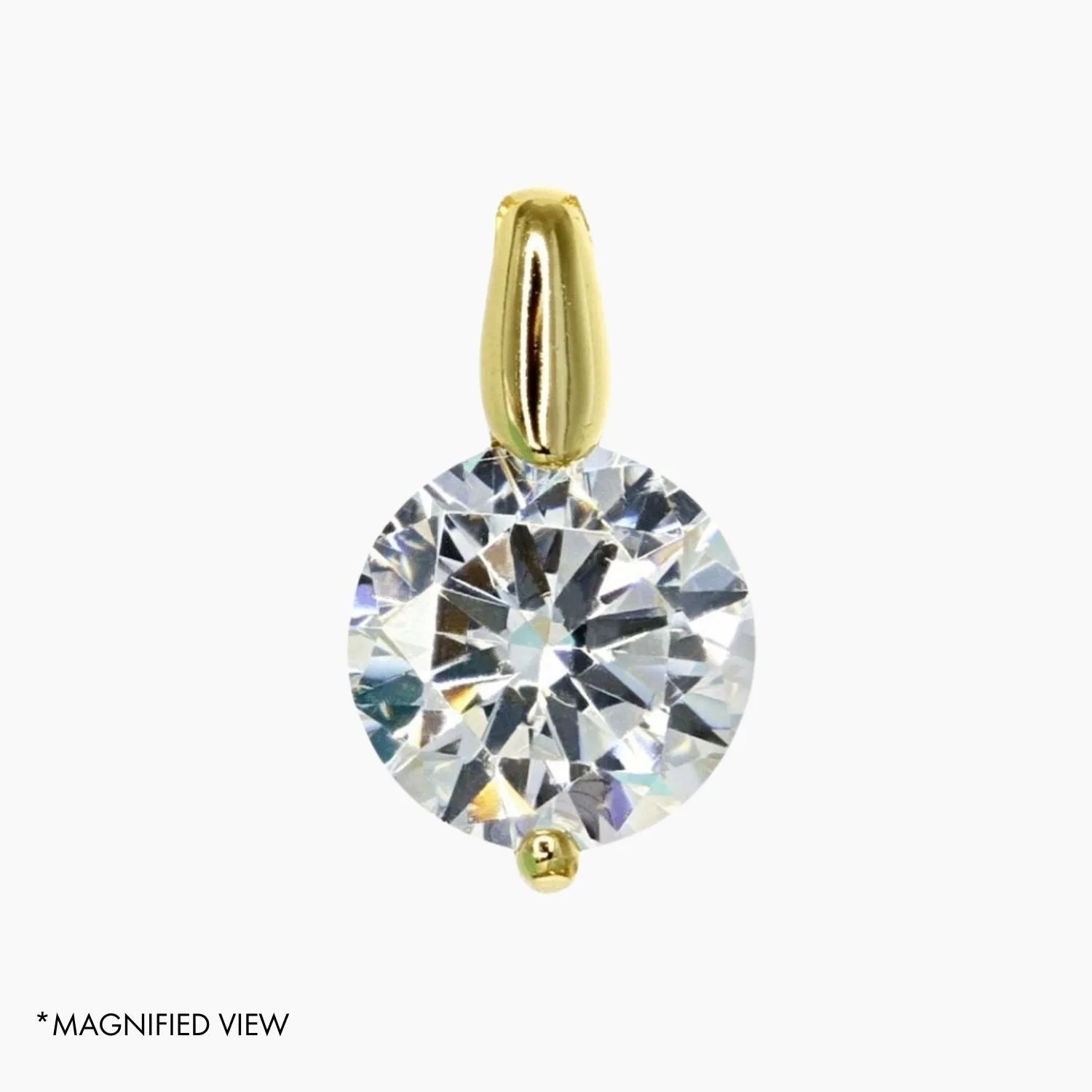 2.00 Carat Brilliant CZ Solitaire Pendant in Gold Overlay