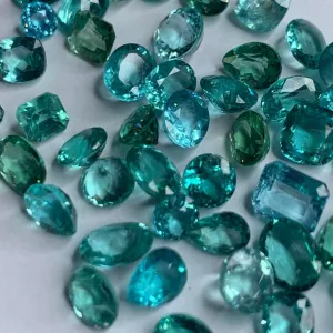 25 ct Natural Neon Blue Apatite Deal - Oval, Round, Emerald