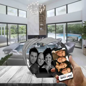 3D Crystal Laser Engraved Large Heart, Laser Engraved with Your Photo, Personalized Photo Gift, 3D Laser Engraved Etched Crystal - 4 People