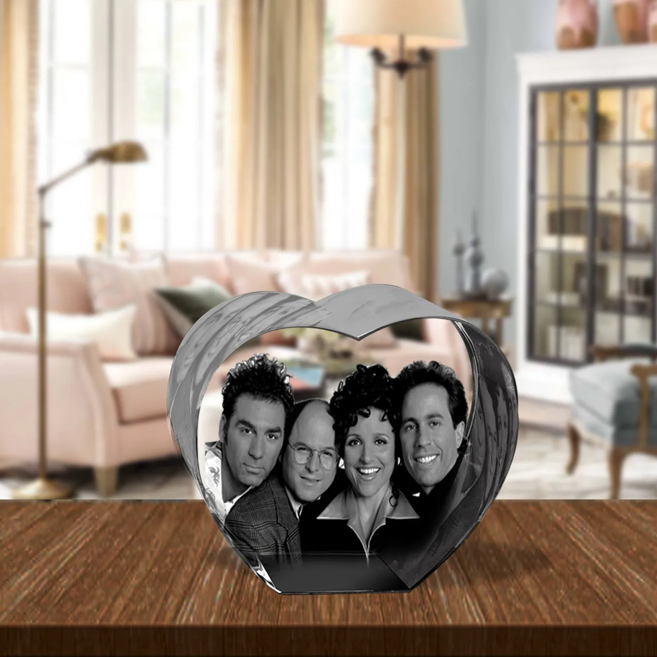 3D Crystal Laser Engraved Large Heart, Laser Engraved with Your Photo, Personalized Photo Gift, 3D Laser Engraved Etched Crystal - 4 People