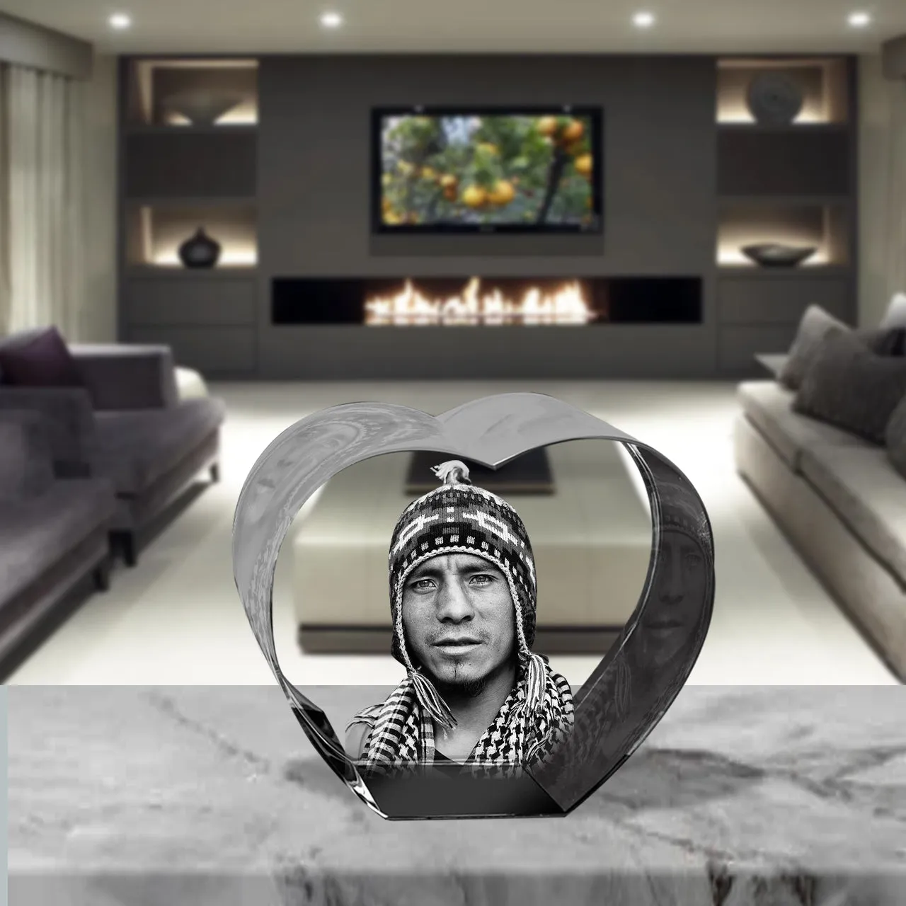 3D Crystal Laser Engraved Large Heart, Laser Engraved with Your Photo, Personalized Photo Gift, 3D Laser Engraved Etched Crystal - 4 People