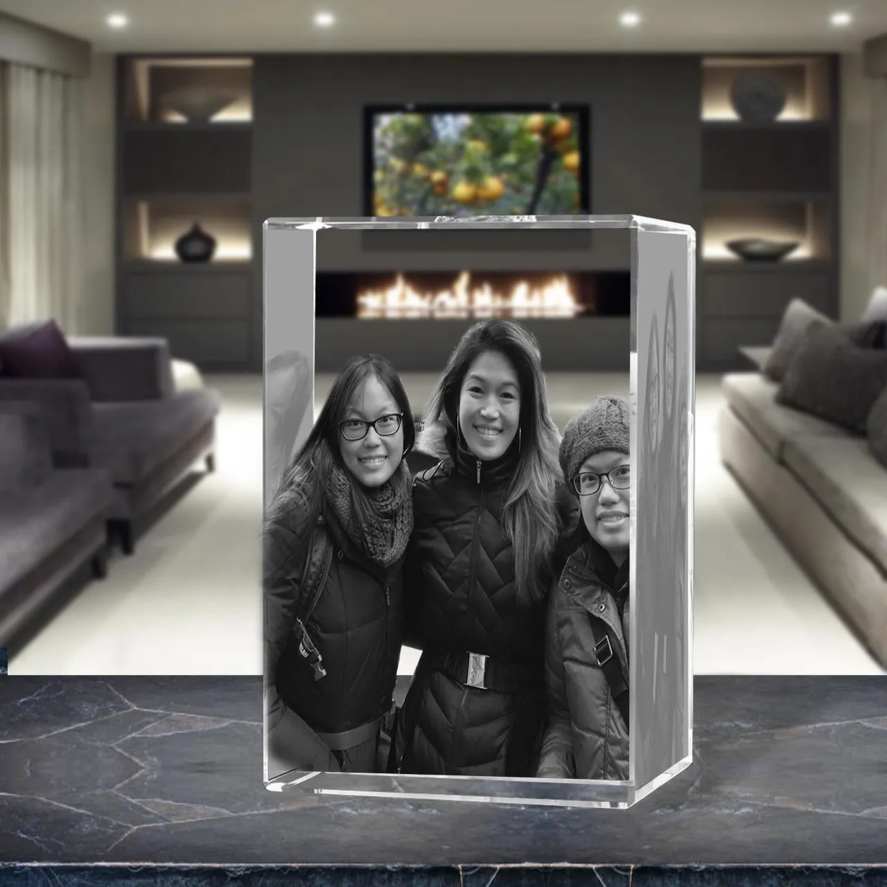 3D Crystal Laser Engraved Large Tower, Laser Engraved with Your Photo, Personalized Photo Gift, 3D Laser Engraved Etched Crystal - 2 People