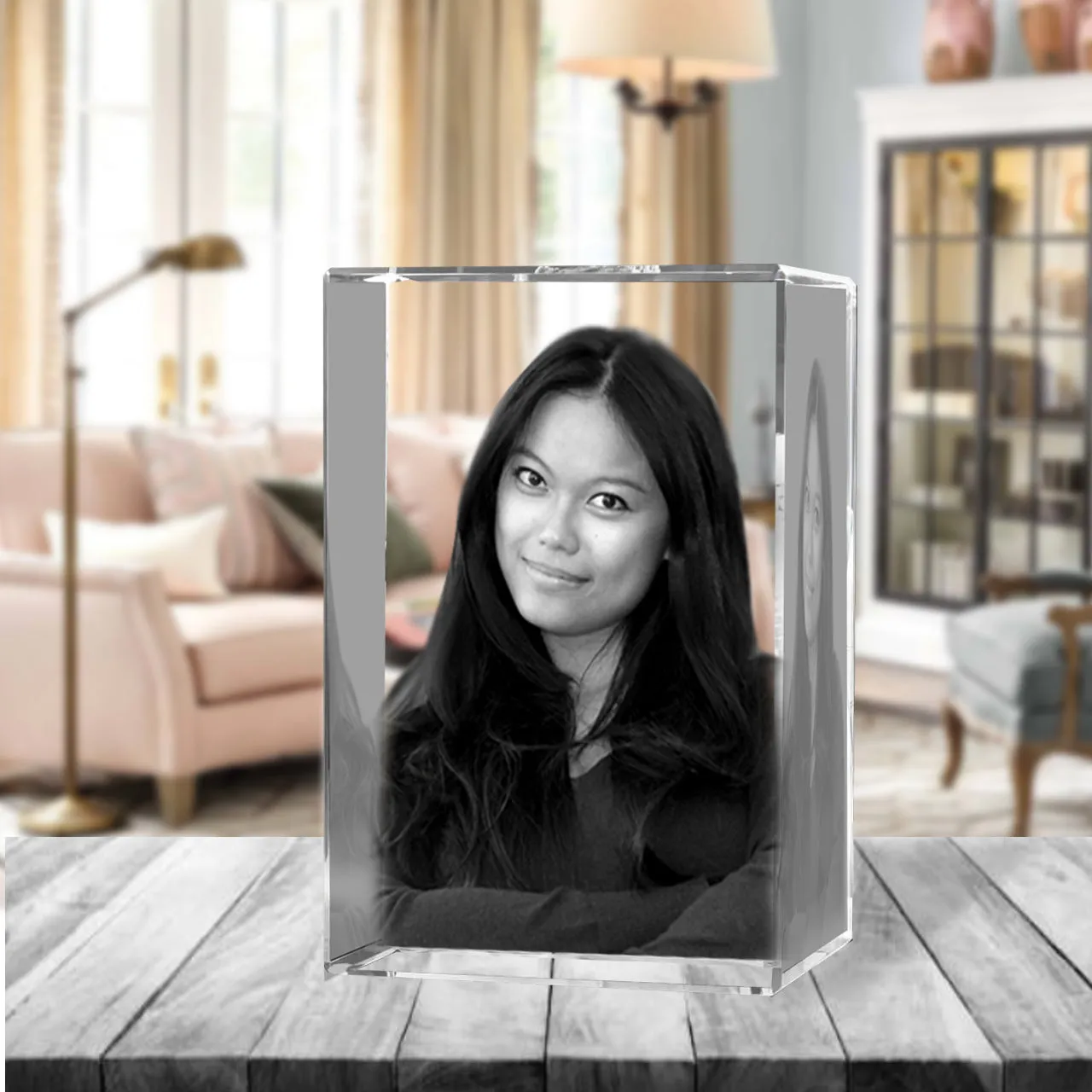 3D Crystal Laser Engraved Large Tower, Laser Engraved with Your Photo, Personalized Photo Gift, 3D Laser Engraved Etched Crystal - 2 People