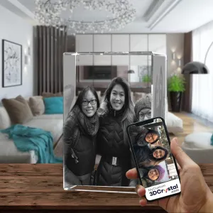 3D Crystal Laser Engraved Large Tower, Laser Engraved with Your Photo, Personalized Photo Gift, 3D Laser Engraved Etched Crystal - 3 People