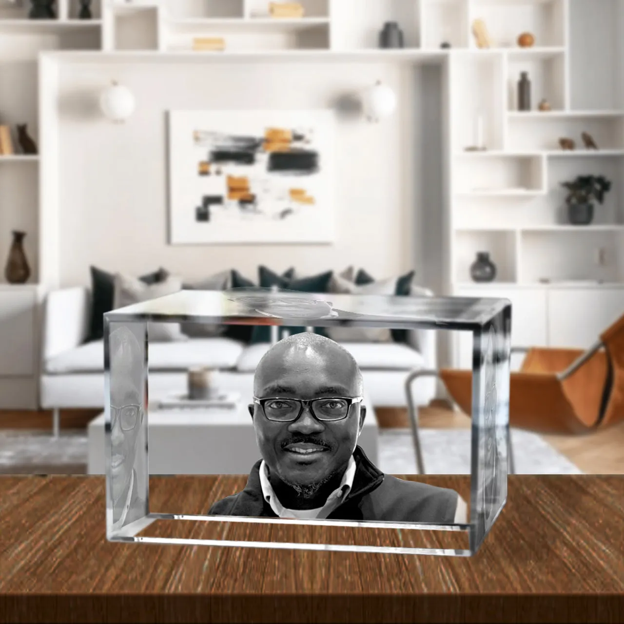 3D Crystal Laser Engraved Medium Brick, Laser Engraved with Your Photo, Personalized Photo Gift, 3D Laser Engraved Etched Crystal - 2 People