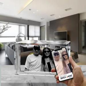 3D Crystal Laser Engraved Medium Brick, Laser Engraved with Your Photo, Personalized Photo Gift, 3D Laser Engraved Etched Crystal - 2 People