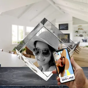 3D Crystal Laser Engraved Medium Diamond, Laser Engraved with Your Photo, Personalized Photo Gift, 3D Laser Engraved Etched Crystal - 1 Person