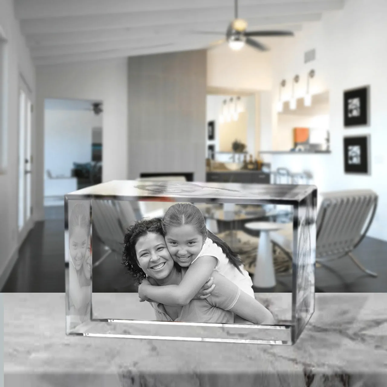 3D Crystal Laser Engraved Petite Brick, Laser Engraved with Your Photo, Personalized Photo Gift, 3D Laser Engraved Etched Crystal - 1 Person