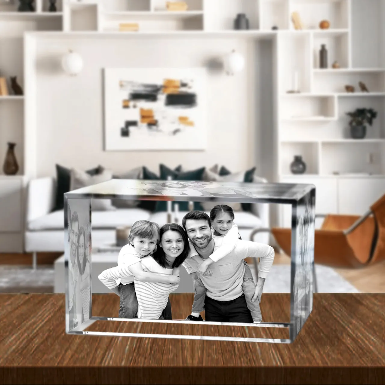 3D Crystal Laser Engraved Petite Brick, Laser Engraved with Your Photo, Personalized Photo Gift, 3D Laser Engraved Etched Crystal - 1 Person