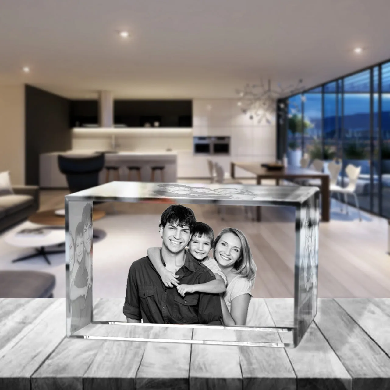 3D Crystal Laser Engraved Petite Brick, Laser Engraved with Your Photo, Personalized Photo Gift, 3D Laser Engraved Etched Crystal - 1 Person