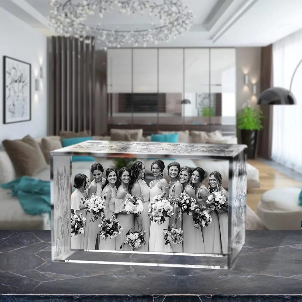 3D Crystal Laser Engraved XXLarge Brick, Laser Engraved with Your Photo, Personalized Photo Gift, 3D Laser Engraved Etched Crystal - 3D Crystal Wedding Collection 1