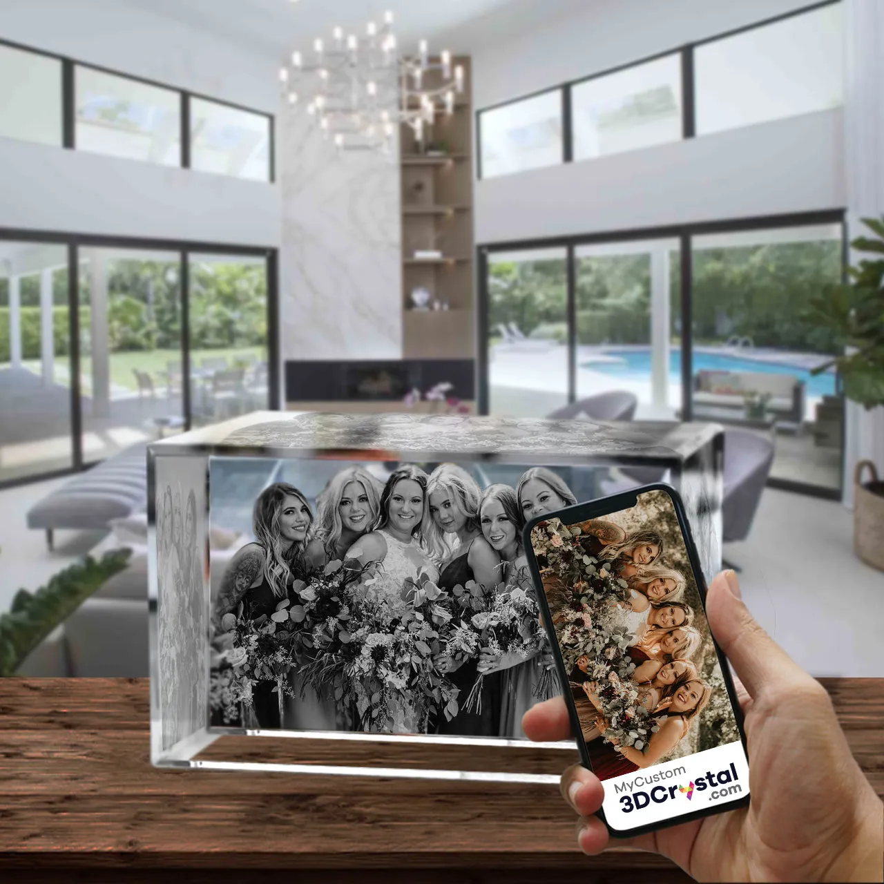 3D Crystal Laser Engraved XXLarge Brick, Laser Engraved with Your Photo, Personalized Photo Gift, 3D Laser Engraved Etched Crystal - 3D Crystal Wedding Collection 3