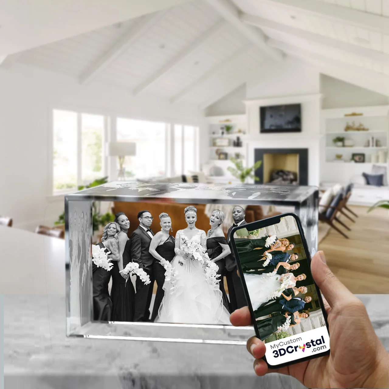 3D Crystal Laser Engraved XXLarge Brick, Laser Engraved with Your Photo, Personalized Photo Gift, 3D Laser Engraved Etched Crystal - 3D Crystal Wedding Collection 4