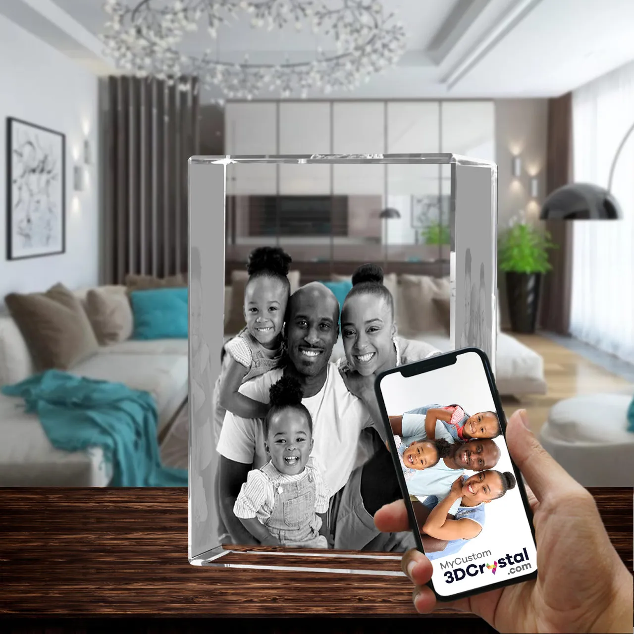 3D Crystal Laser Engraved XXLarge Tower, Laser Engraved with Your Photo, Personalized Photo Gift, 3D Laser Engraved Etched Crystal - 4 People