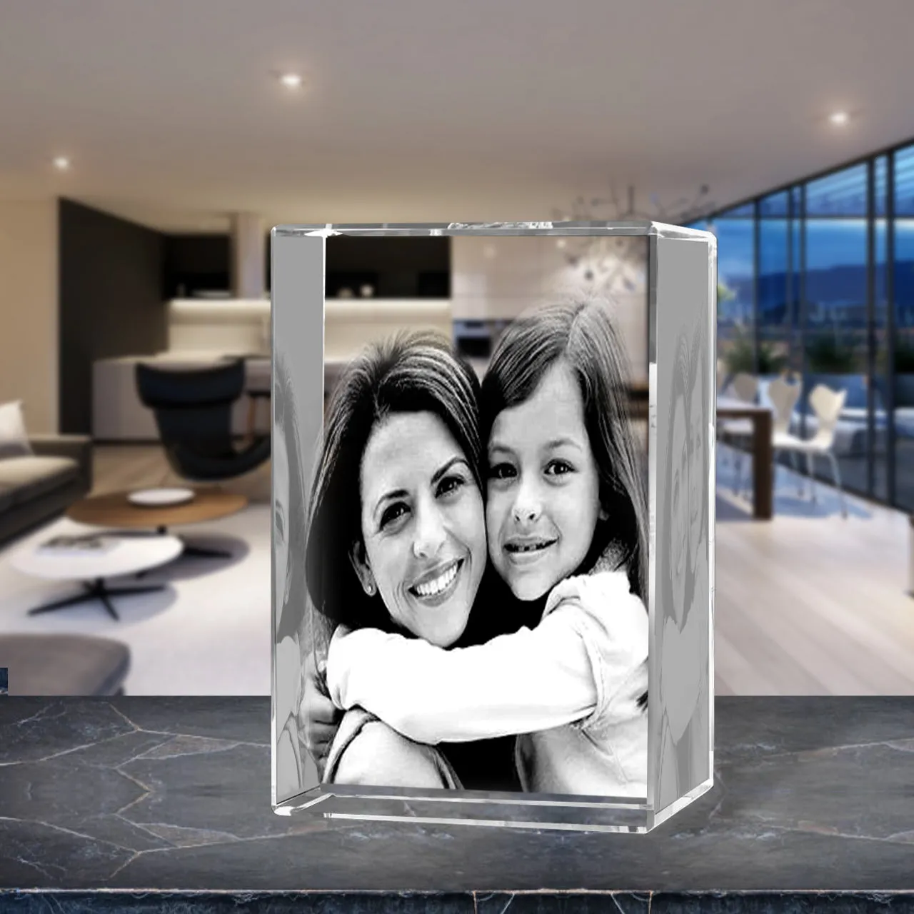 3D Crystal Laser Engraved XXLarge Tower, Laser Engraved with Your Photo, Personalized Photo Gift, 3D Laser Engraved Etched Crystal - 4 People