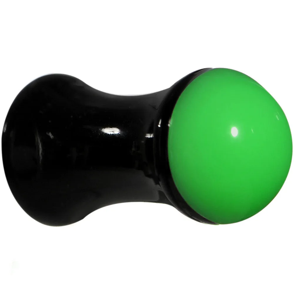 4 Gauge Black Neon Green Acrylic Saddle Plug