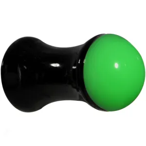4 Gauge Black Neon Green Acrylic Saddle Plug