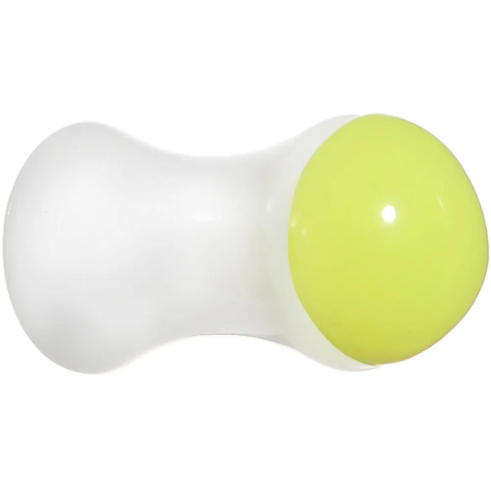 4 Gauge White Neon Yellow Acrylic Saddle Plug