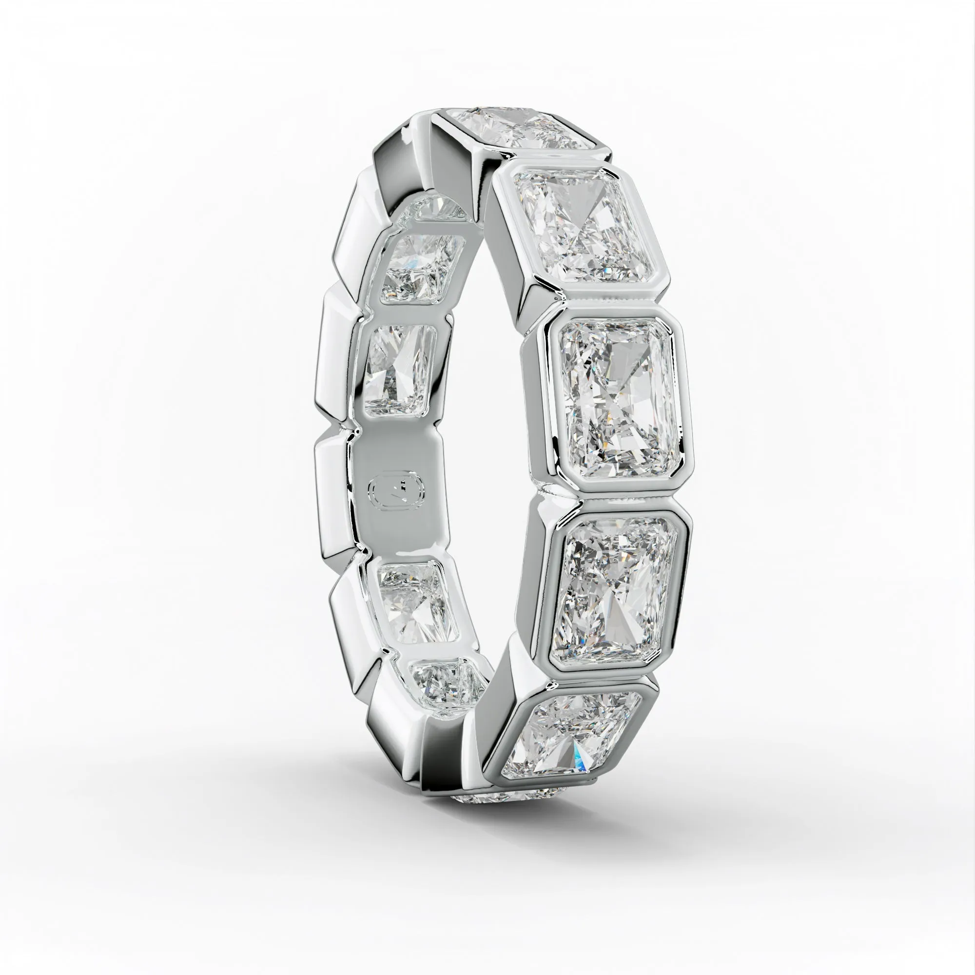 4.0 Carat East West Radiant Cut Bezel Set Diamond Eternity Band