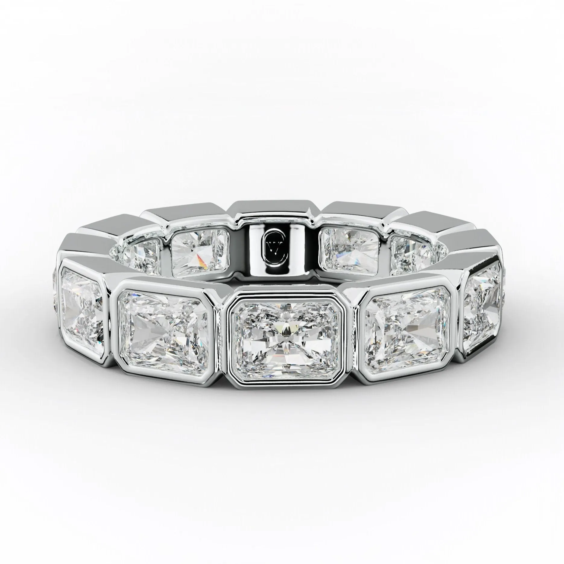 4.0 Carat East West Radiant Cut Bezel Set Diamond Eternity Band