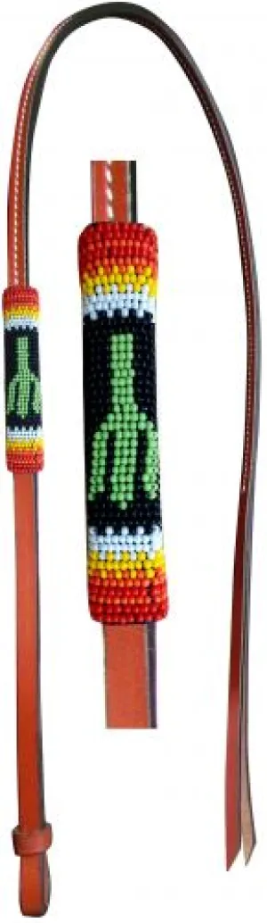4ft Leather over & under with cactus designed beaded overlay