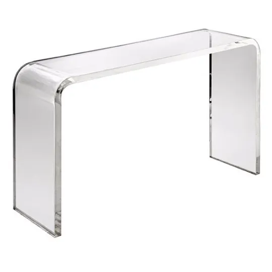 56" Lucite Waterfall Console Table - Luxe 1.25" Thick Lucite Slab