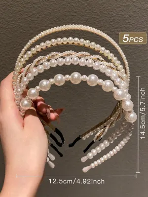 5pcs/Set Faux Pearl Decorated Hair Clips- FD ⚡