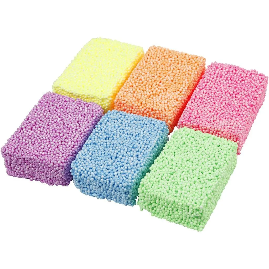 6 x Soft Foam Clay Assorted Neon Colour Moulding Modelling Compound Crafts 10 gm