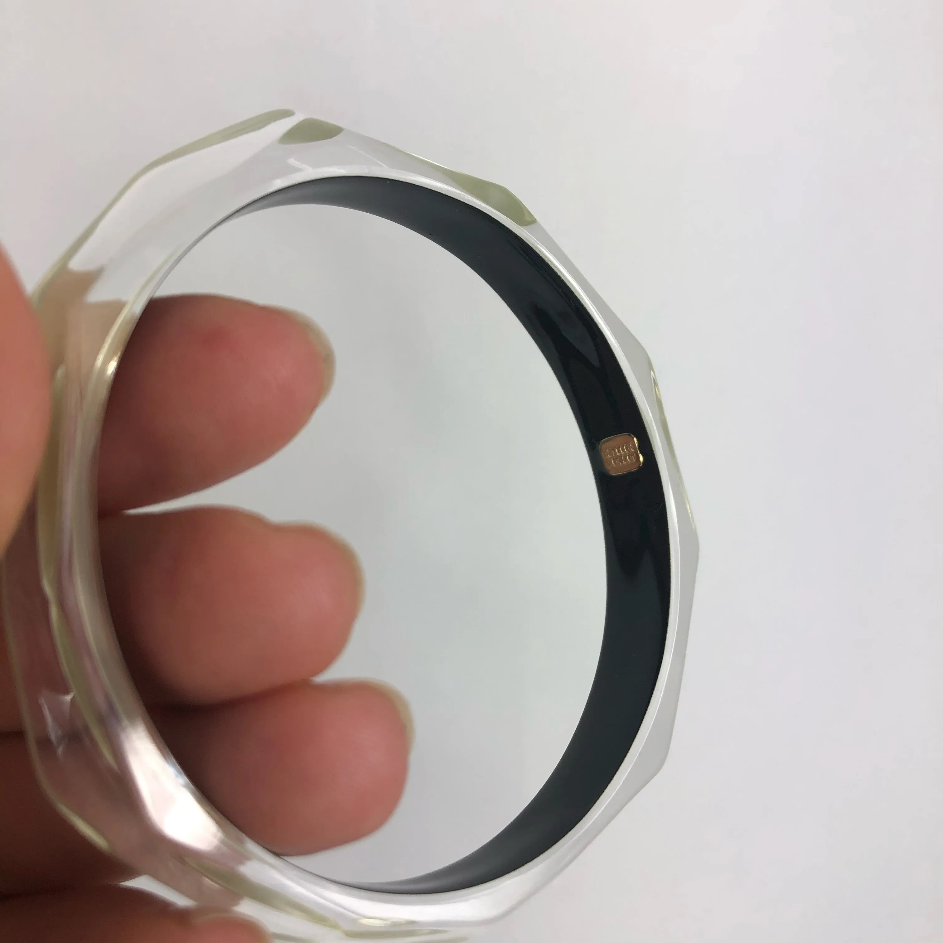 Alexis Bittar Faceted Bangle Bracelet in Ivory