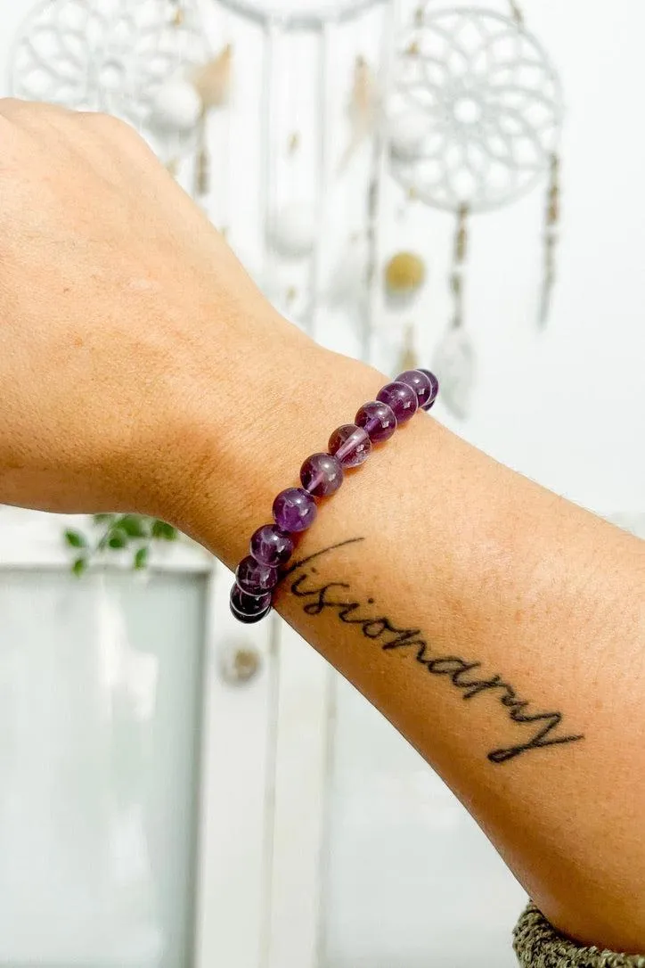 Amethyst 8mm Bead Bracelet