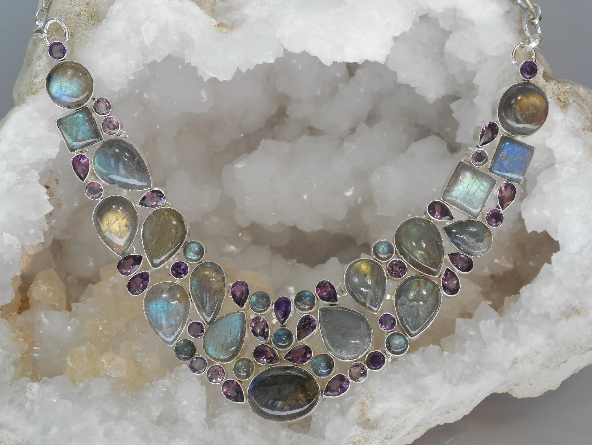 Amethyst Quartz and Labradorite Necklace