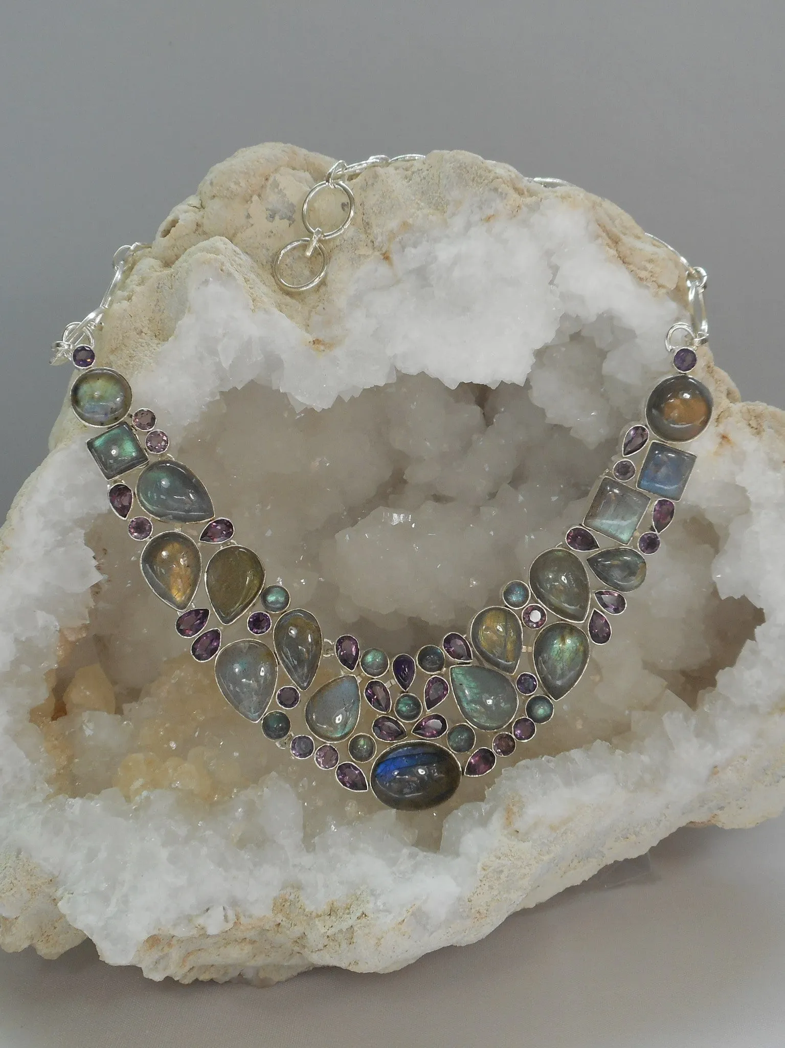 Amethyst Quartz and Labradorite Necklace