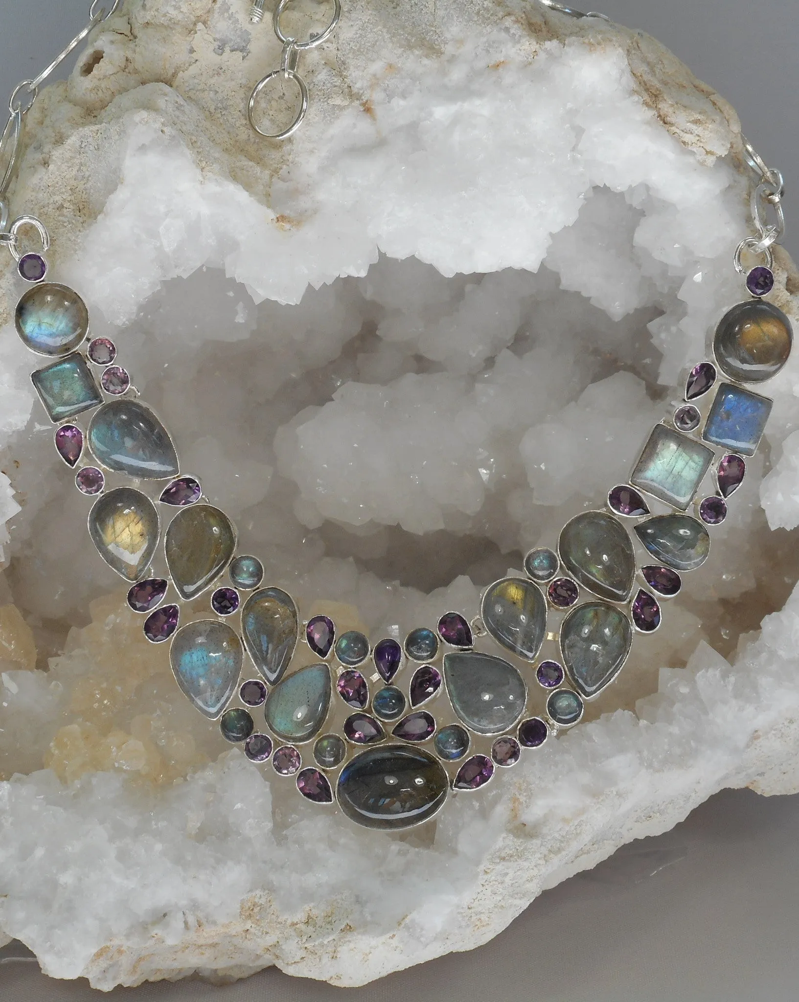Amethyst Quartz and Labradorite Necklace
