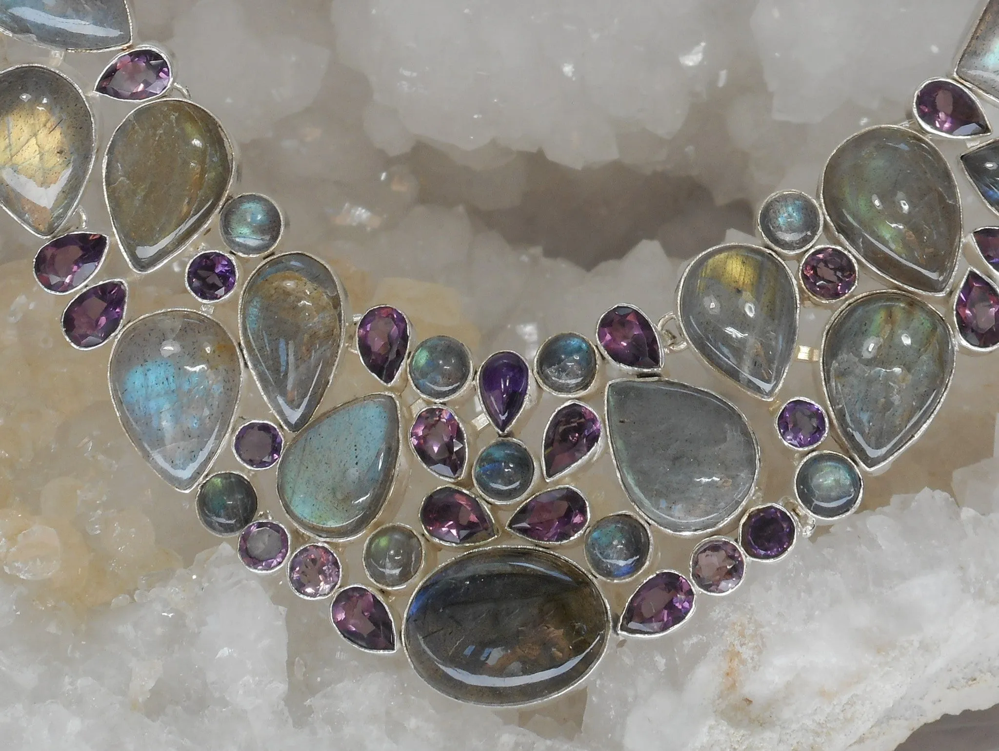 Amethyst Quartz and Labradorite Necklace
