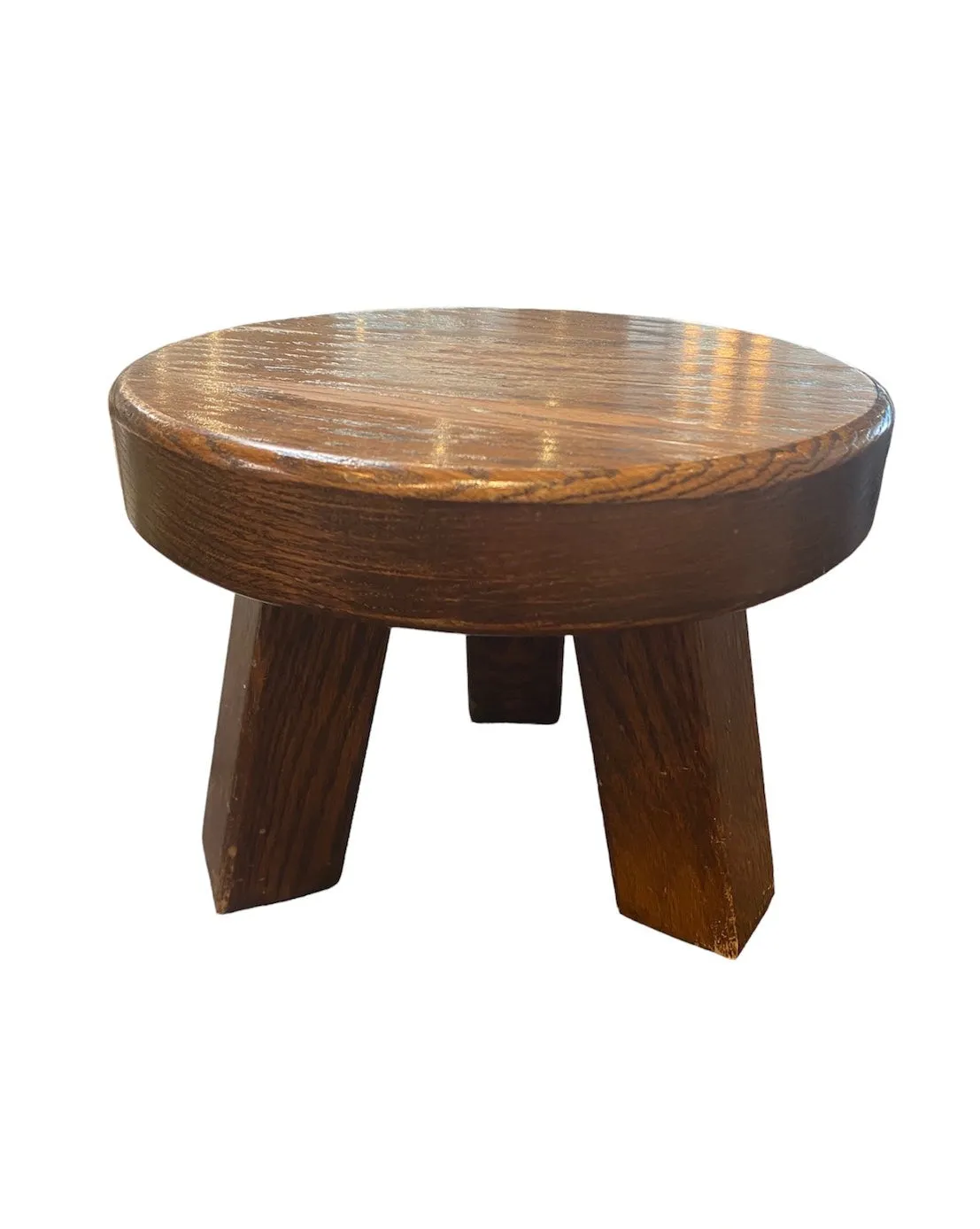 Antique Dutch Round Low Oak Stool