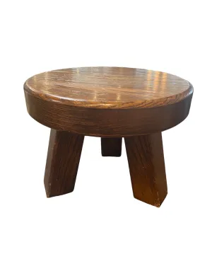 Antique Dutch Round Low Oak Stool